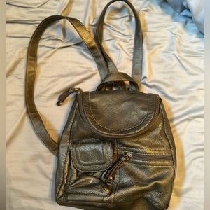 Tignanello backpack purse grey leather